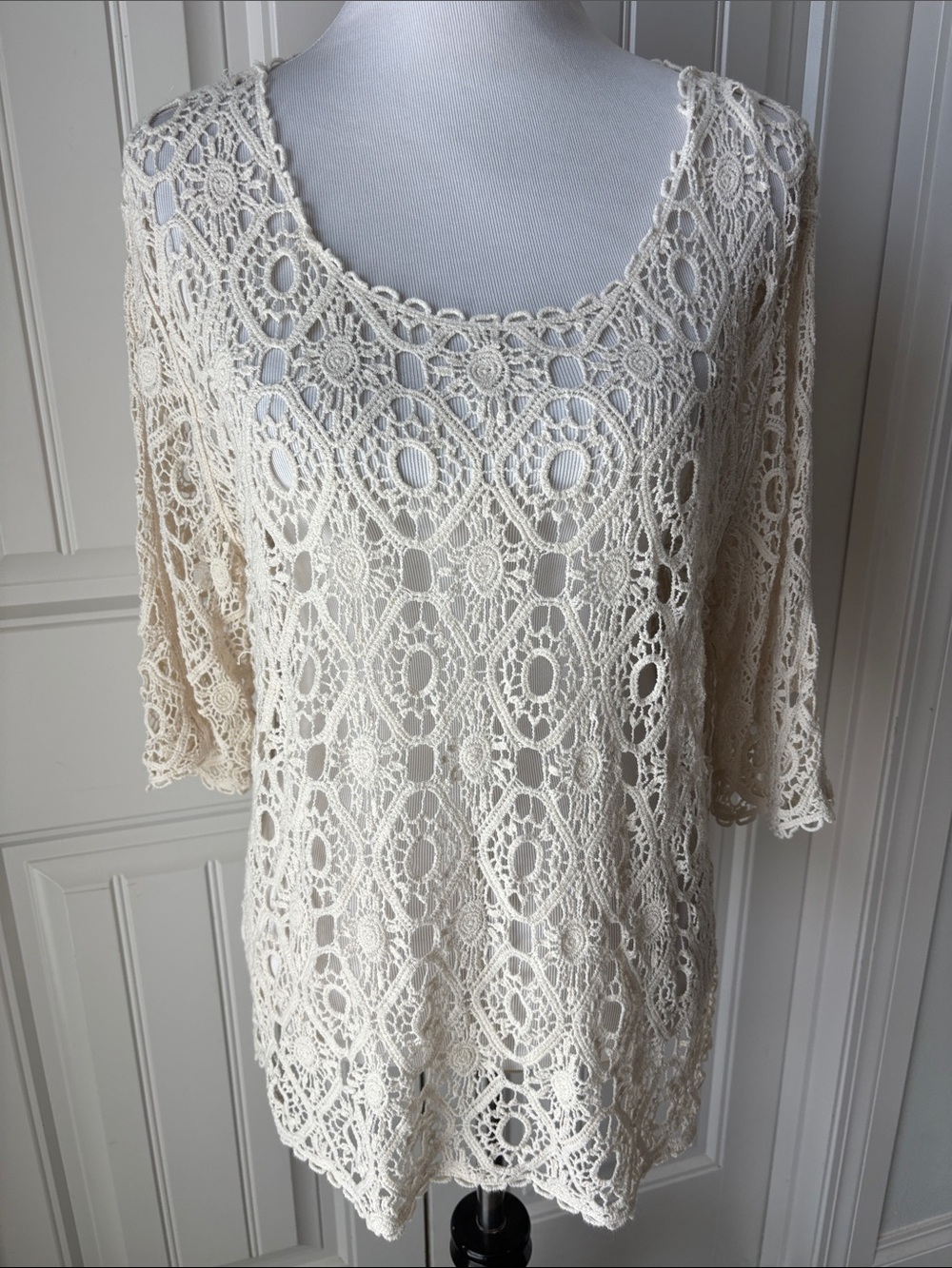 Christopher & Banks Ivory Crochet Lace Top
